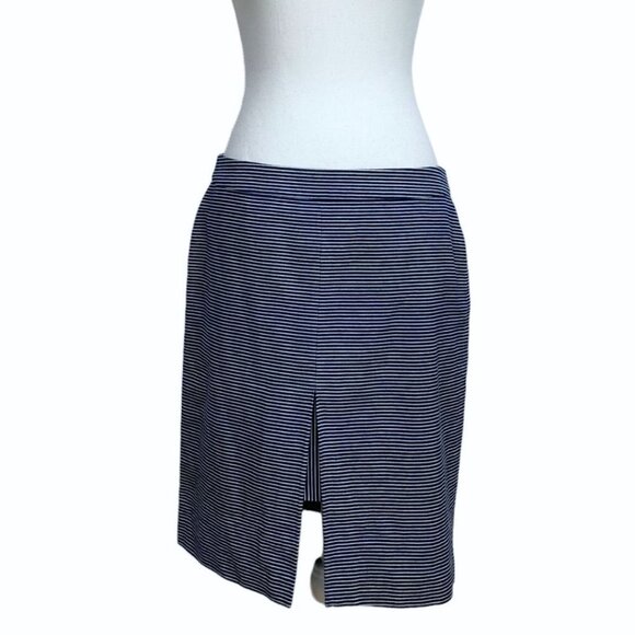 KATE SPADE SATURDAY WHITE NAVY STRIPED NAUTICAL FRONT SLIT MINI SKIRT - 8 - Picture 2 of 10